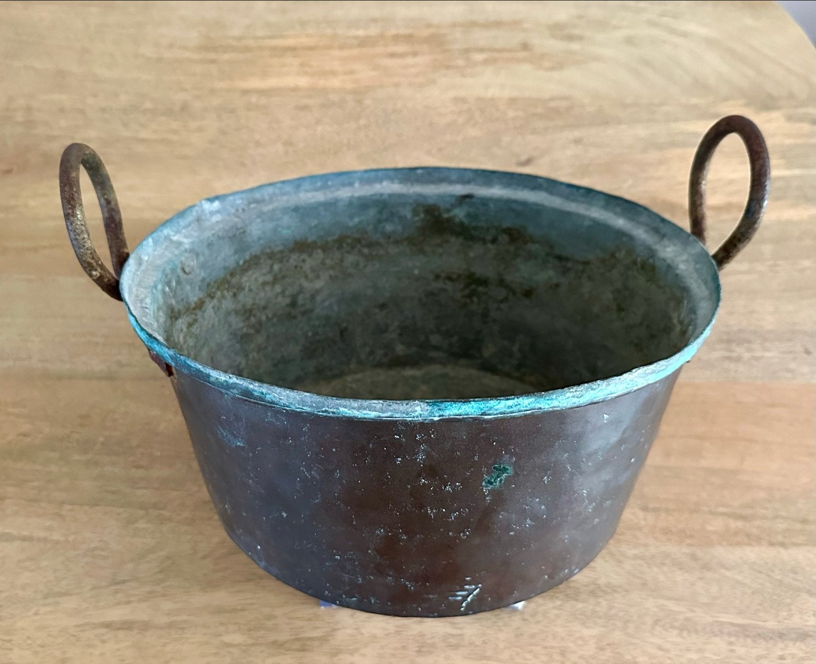 Antieke Franse Koperen Pot met Handvatten - Decoratief, Ophalen of Verzenden, Koper