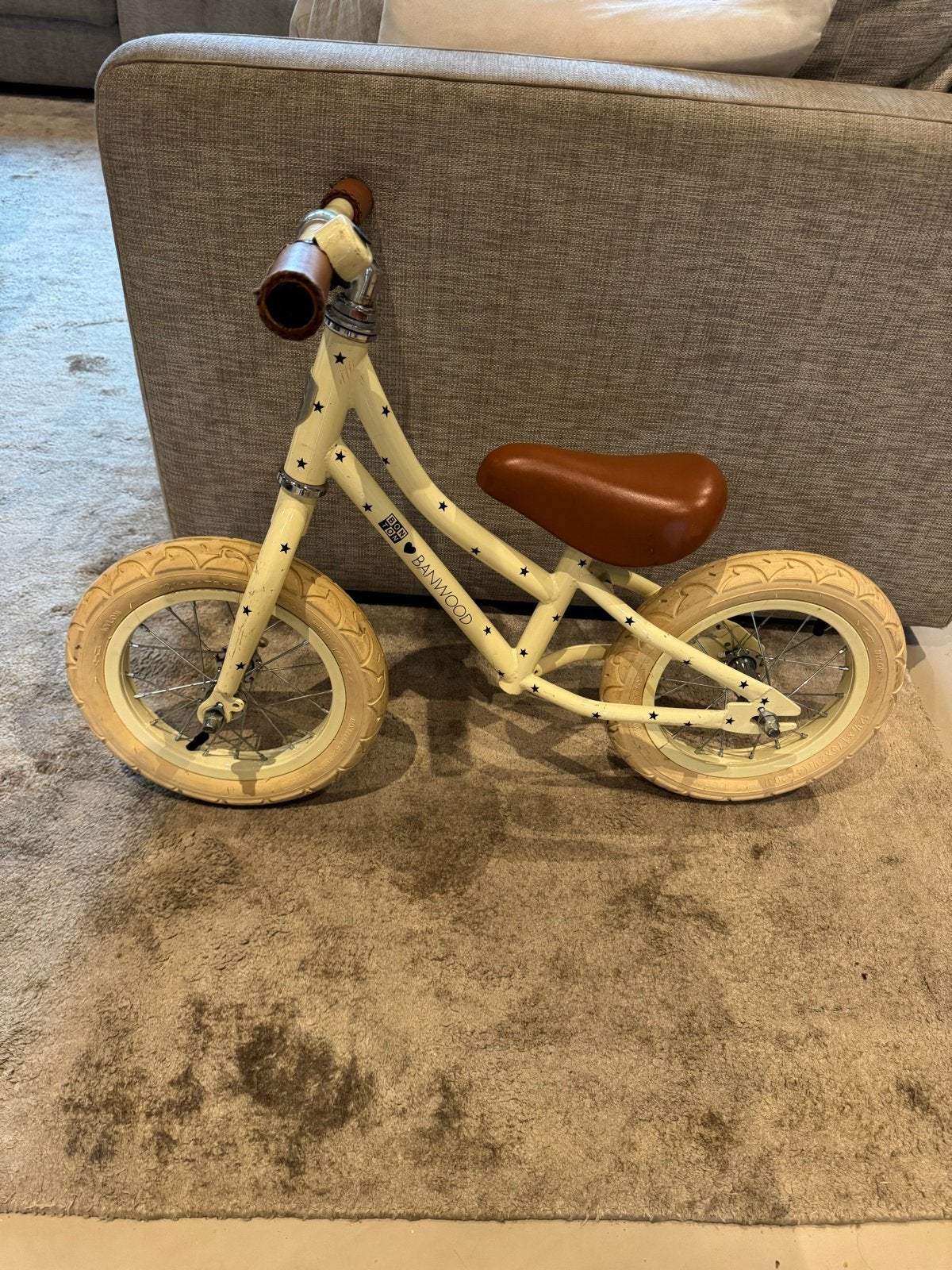 Banwood loopfiets - Crème met sterren, Ophalen, Gebruikt, Velgrem, Minder dan 16 inch