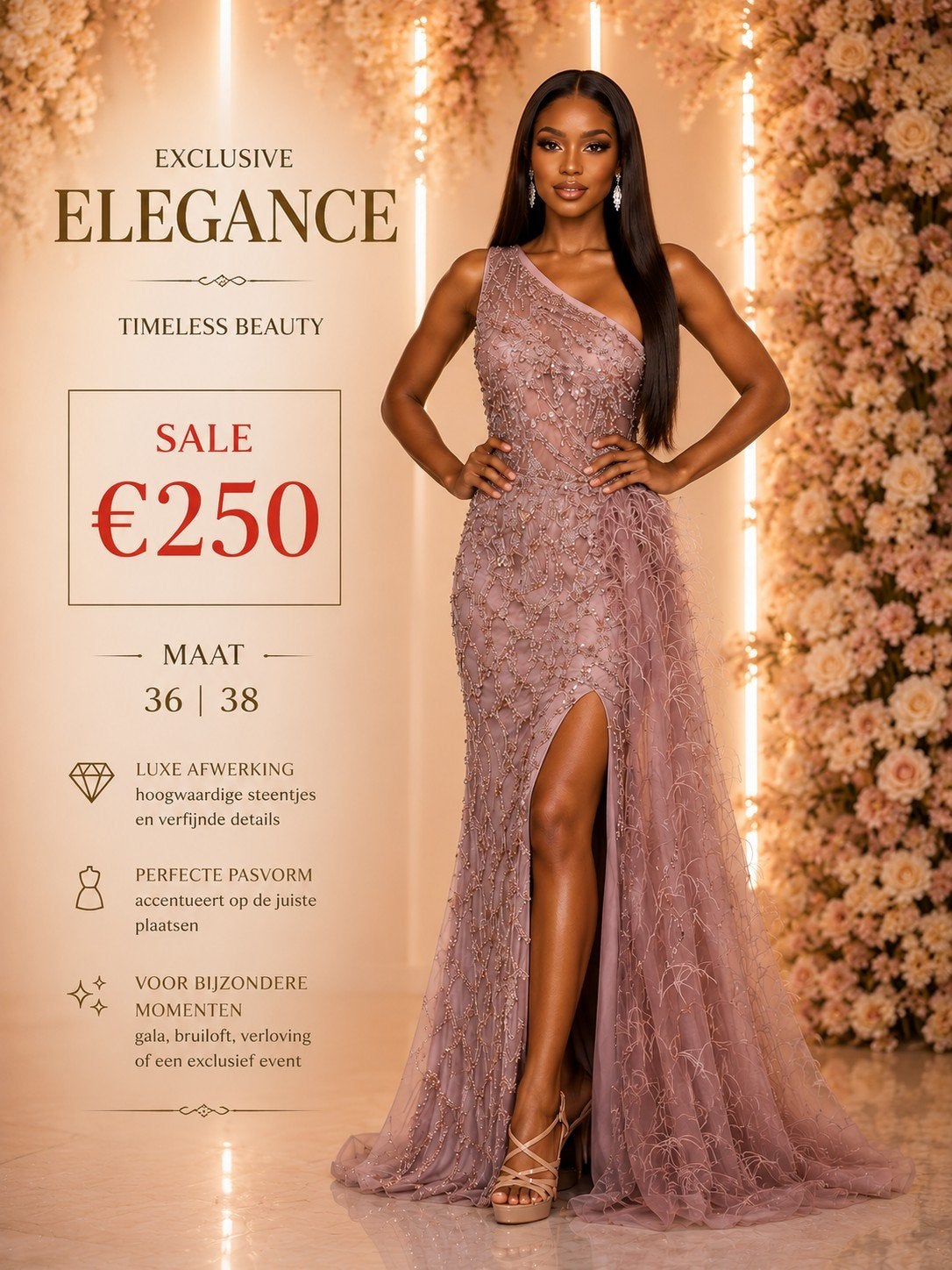Galajurk met Luxe Afwerking - Maat 36/38, Galajurk, Nieuw, Ophalen of Verzenden, Onbekend