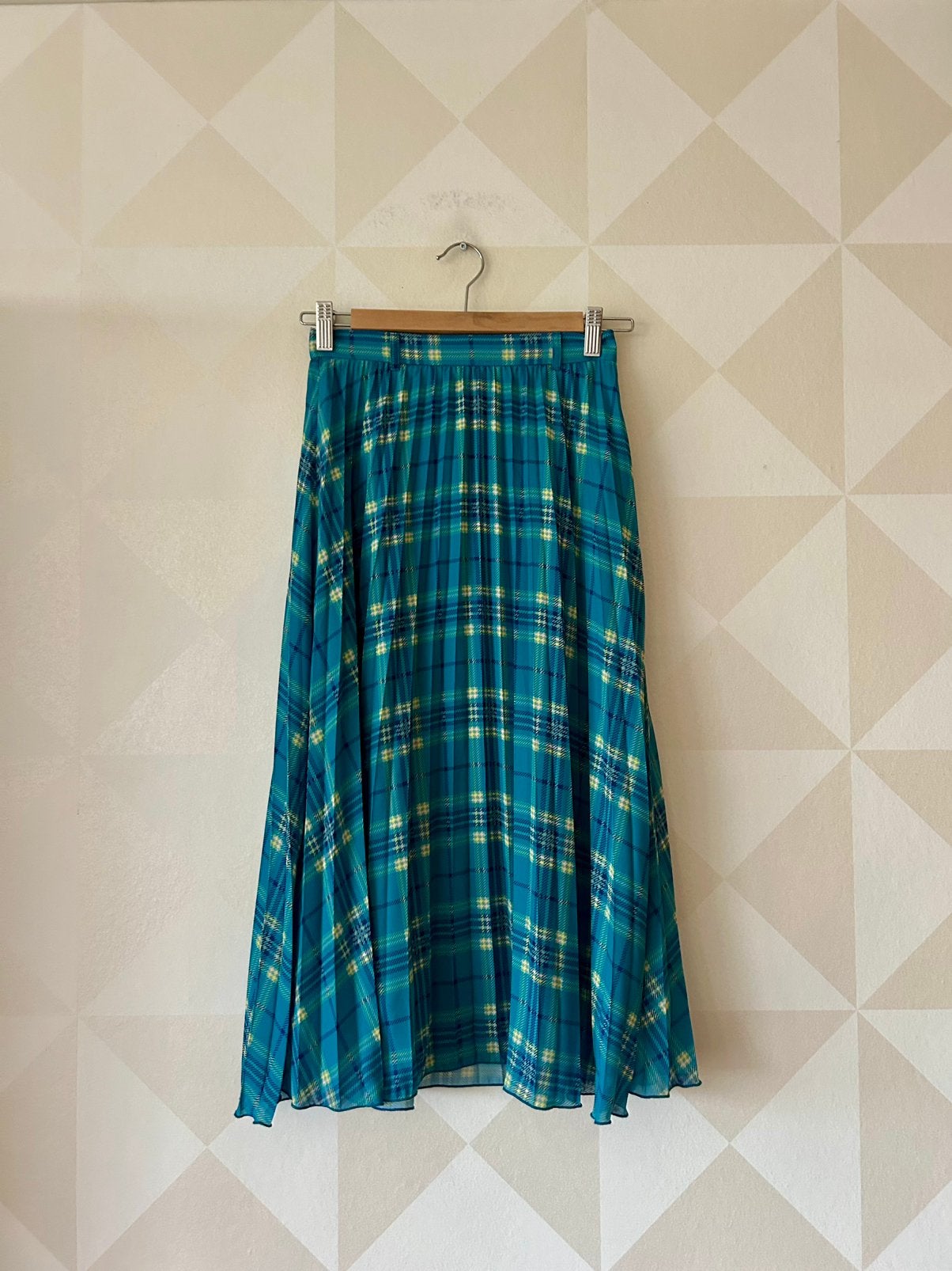 King Louie Plissé Skirt rok blauw ruit XS/34 zgan, Kleding | Dames, Rokken, Blauw, Ophalen of Verzenden, Zo goed als nieuw, Maat 34 (XS) of kleiner