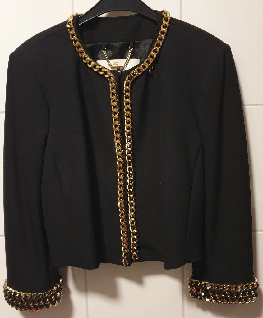 Elisabetta Franchi cropped jasje ital mt 42 ml maat 36, Kleding | Dames, Elisabetta Franchi, Zwart, Ophalen of Verzenden, Maat 36 (S)