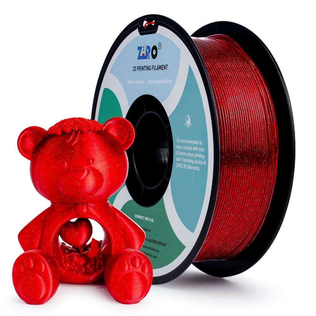 ZIRO 3D Filament Bright Red Glitter PLA 1.75mm, Computers en Software, Ophalen of Verzenden, Nieuw, Filamentrollen