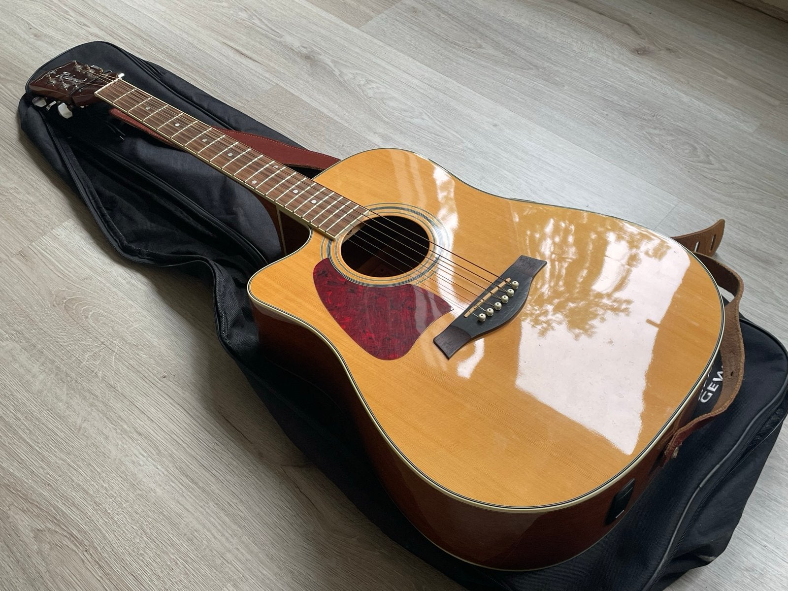 Richwood Westerngitaar linkshandig, met riem en tas, Muziek en Instrumenten, Ophalen, Zo goed als nieuw, Western- of Steelstringgitaar