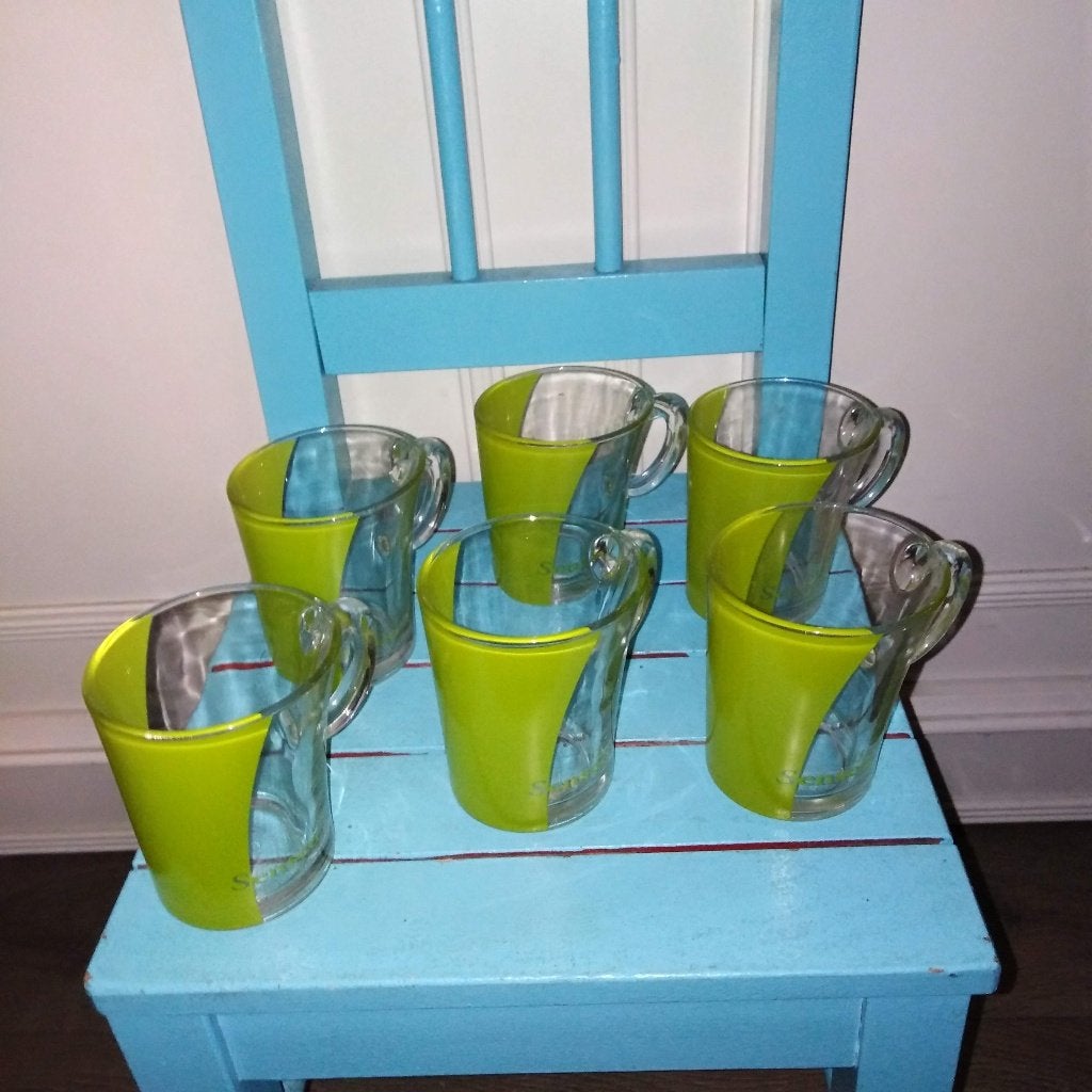 Senseo glazen met groen logo 6 stuks, Ophalen, Glas of Glazen, Overige stijlen, Glas