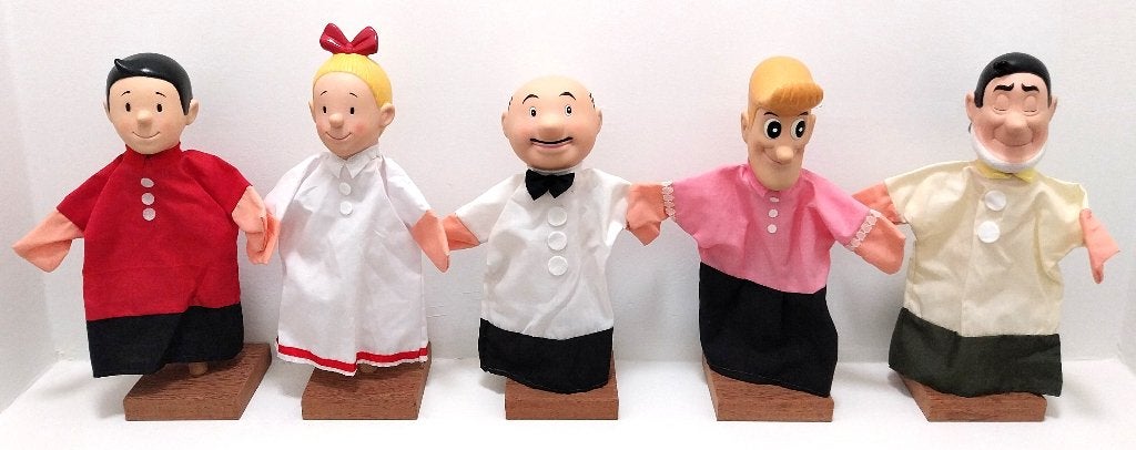 5 Poppenkastpoppen van Suske & Wiske, Verzamelen, Ophalen of Verzenden, Suske en Wiske, Zo goed als nieuw, Beeldje of Figuurtje