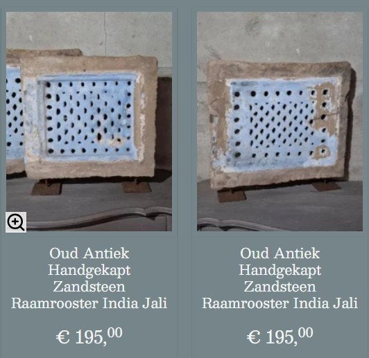 Oud antiek india jali handgekapt zandsteen raam rooster pane, Antiek en Kunst, Ophalen of Verzenden