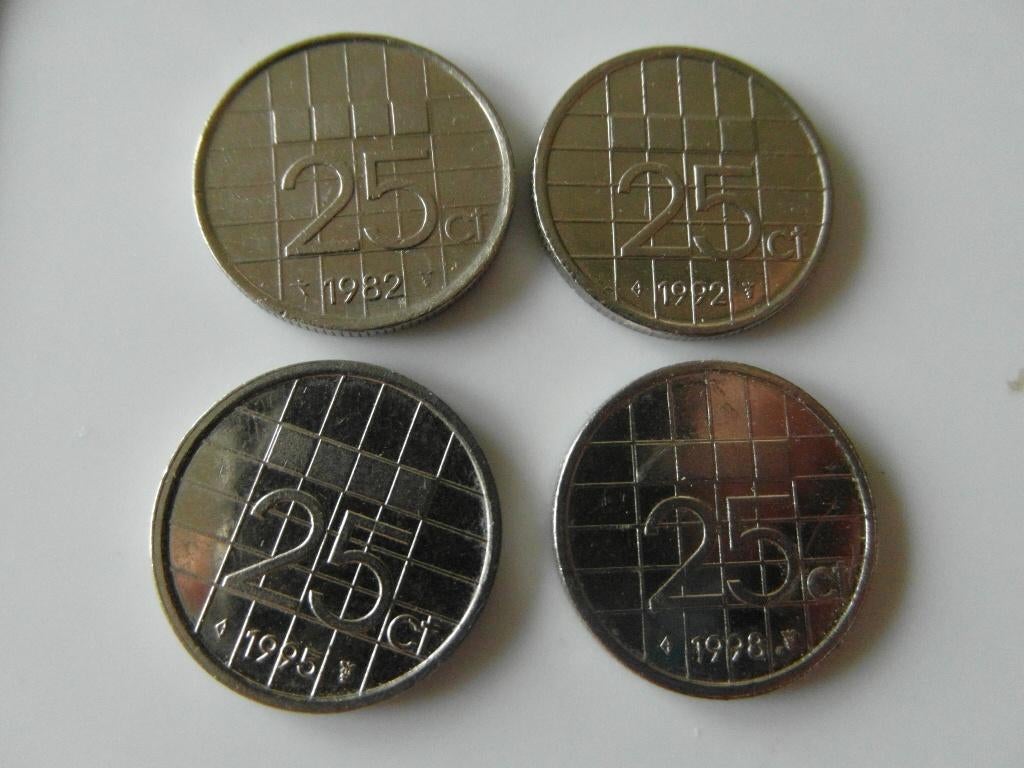 25 cent kwartje Kon Beatrix 1982 1992 1995 1998, Postzegels en Munten, Munten | Nederland, Ophalen of Verzenden, Koningin Beatrix