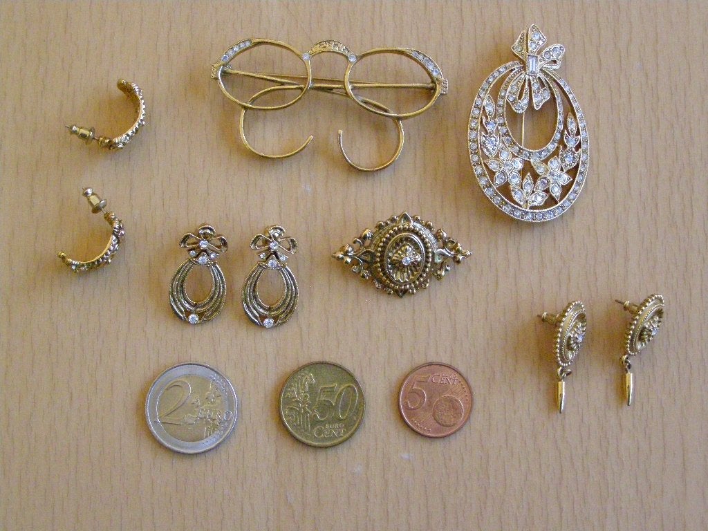 1928 USA Vintage Costume Jewelry Strass Sieraden Set, Overige materialen, 4 tot 7 cm, Gebruikt, Ophalen of Verzenden