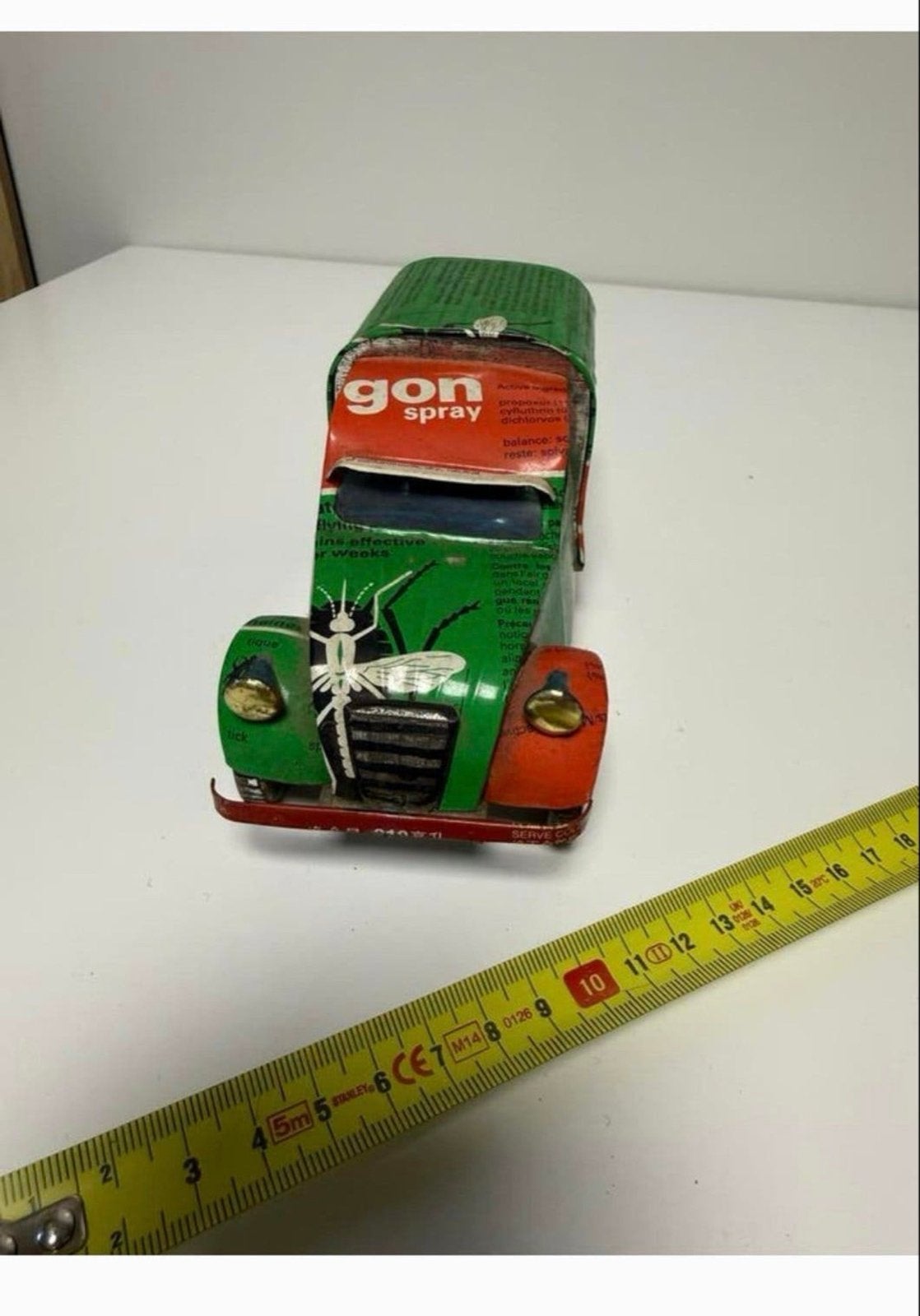 Vintage Blikken Speelgoedauto "Gon Spray" - Groen/Rood, Ophalen of Verzenden, Gebruikt
