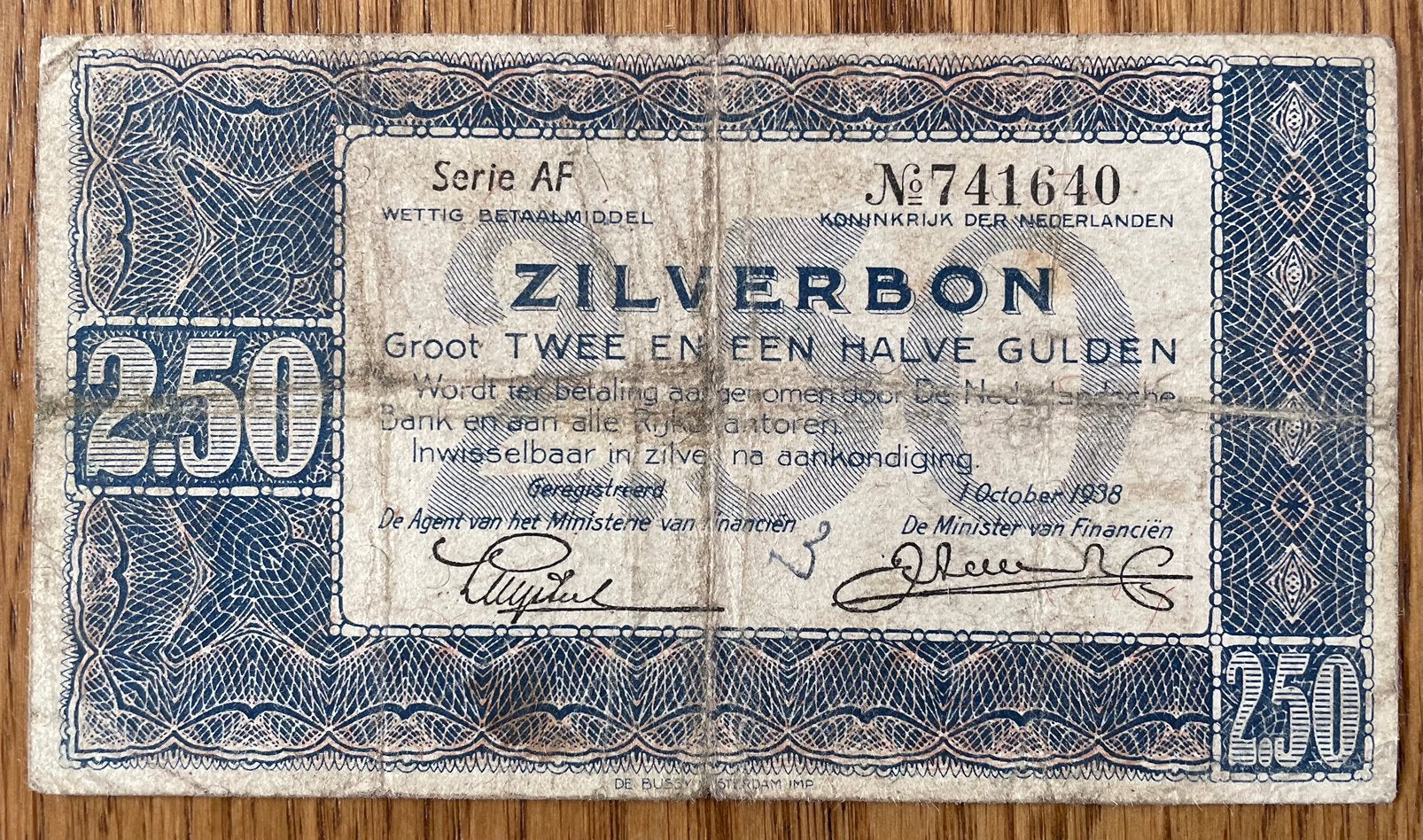 Zilverbon 2,50, Postzegels en Munten, Bankbiljetten | Nederland, Ophalen of Verzenden, 2½ gulden, Los biljet