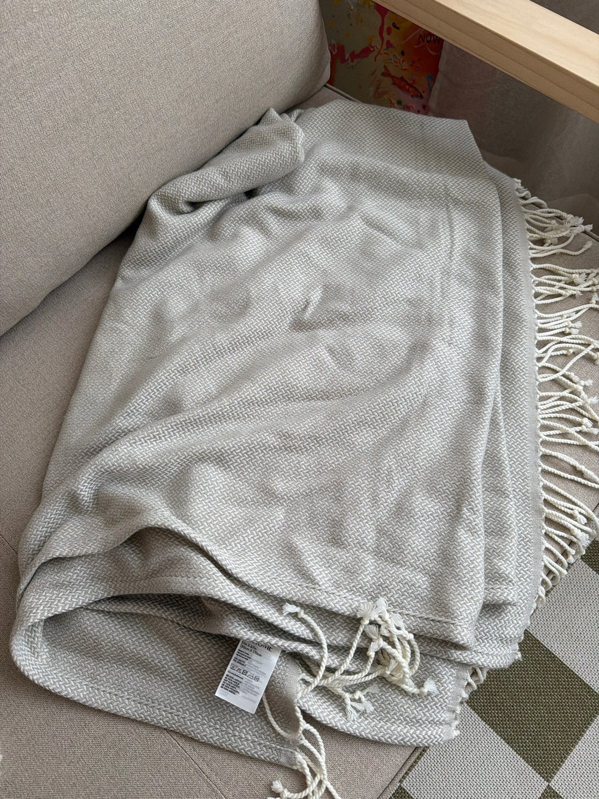 H&M Home Plaid - Beige - Zo goed als nieuw, Huis en Inrichting, Woonaccessoires | Plaids en Woondekens, Ophalen, Beige, Zo goed als nieuw
