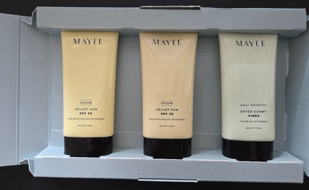 Mayee Suncare Giftset - Nieuw in verpakking, Sieraden, Tassen en Uiterlijk, Uiterlijk | Lichaamsverzorging, Verzenden, Nieuw, Zonnebrand of After Sun