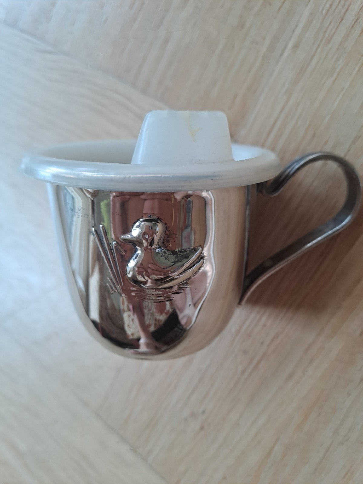 Vintage verzilverde doop beker, drinkbeker met deksel, Antiek en Kunst, Ophalen of Verzenden