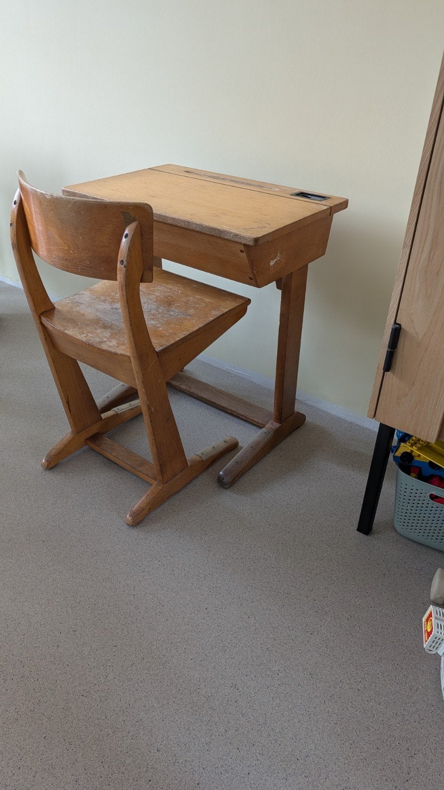 Vintage houten schoolbankje voor kinderen, Ophalen