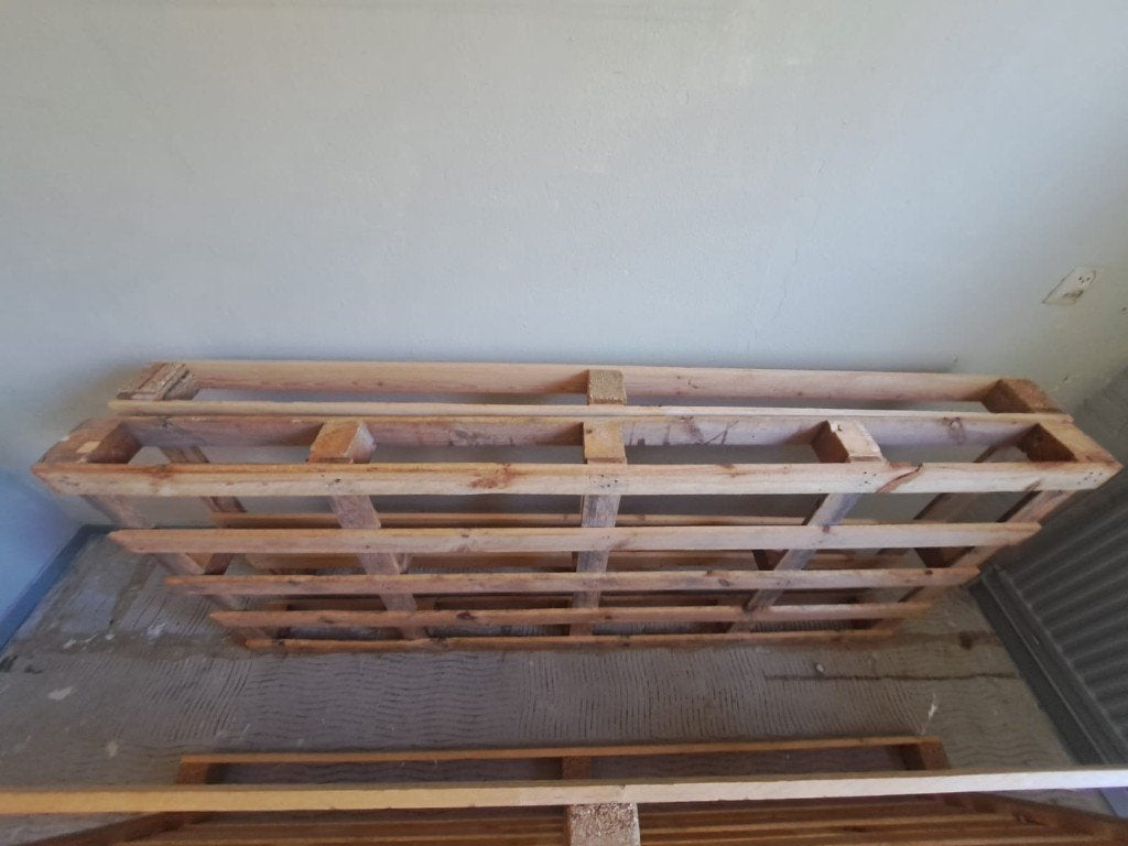 3 (matras)pallets, Ophalen, Gebruikt, 200 tot 250 cm, 50 mm of meer
