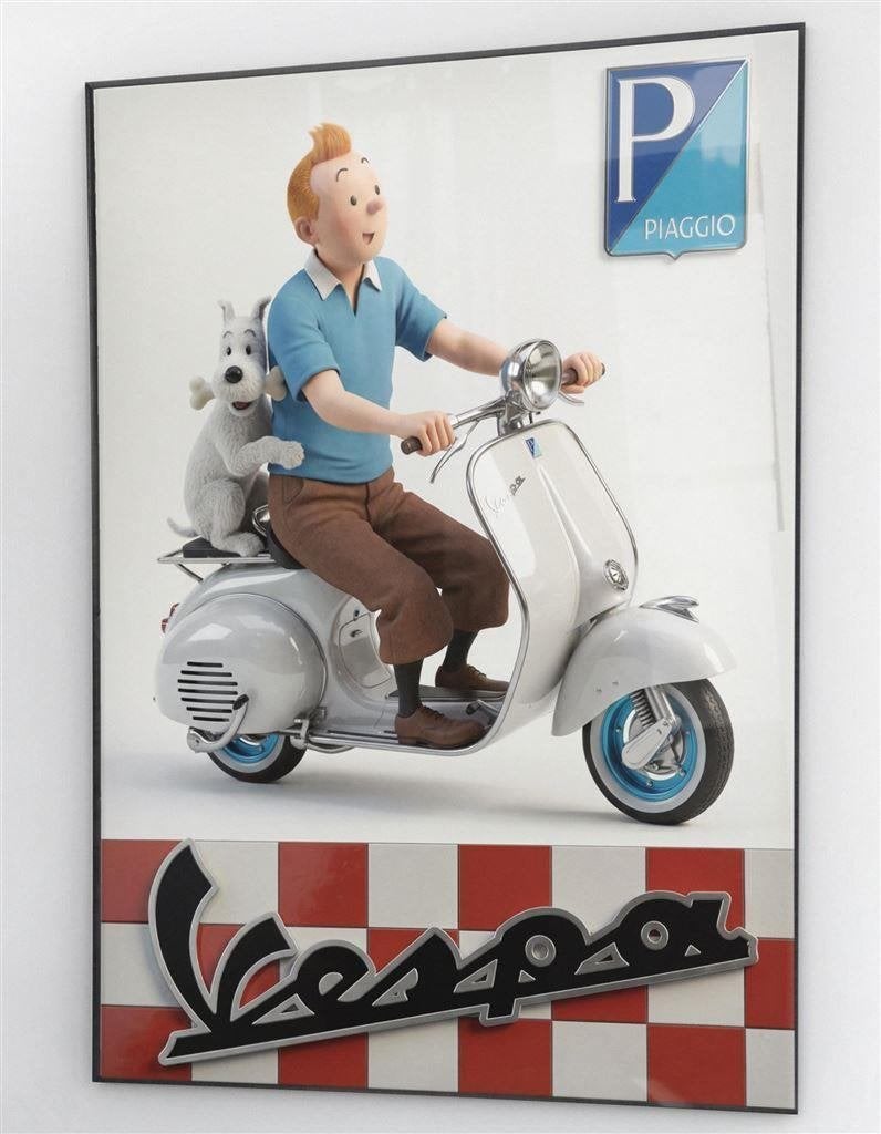 Zeldzame KUIFJE Vespa Scooter 50x70cm Poster, Verzamelen, Verzenden, Kuifje, Nieuw, Beeldje of Figuurtje