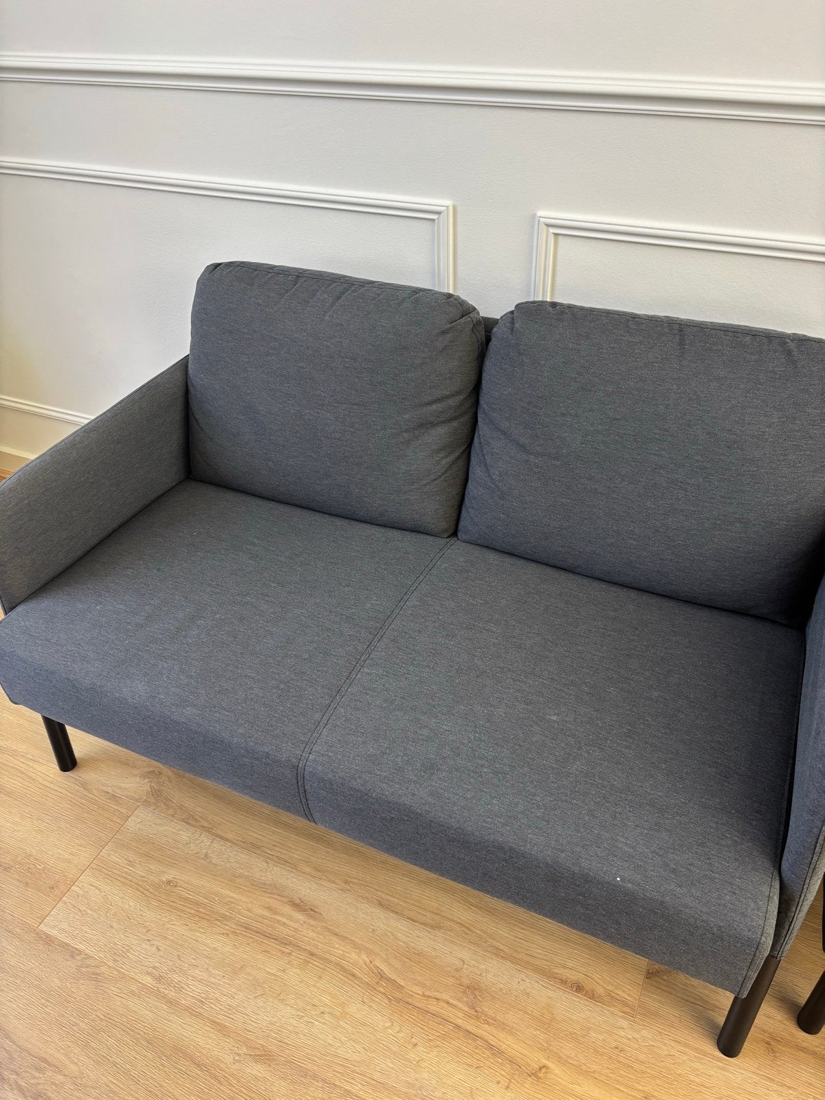 Ikea tweepersoonsbank met voetenbank - Grijs, Huis en Inrichting, Banken | Sofa's en Chaises Longues, Gebruikt, Tweepersoons, 150 tot 200 cm