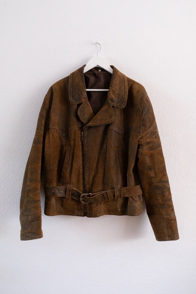Vintage Leren Western Jas Maat XL, Bruin, Ophalen of Verzenden, Gedragen, Maat 56/58 (XL)