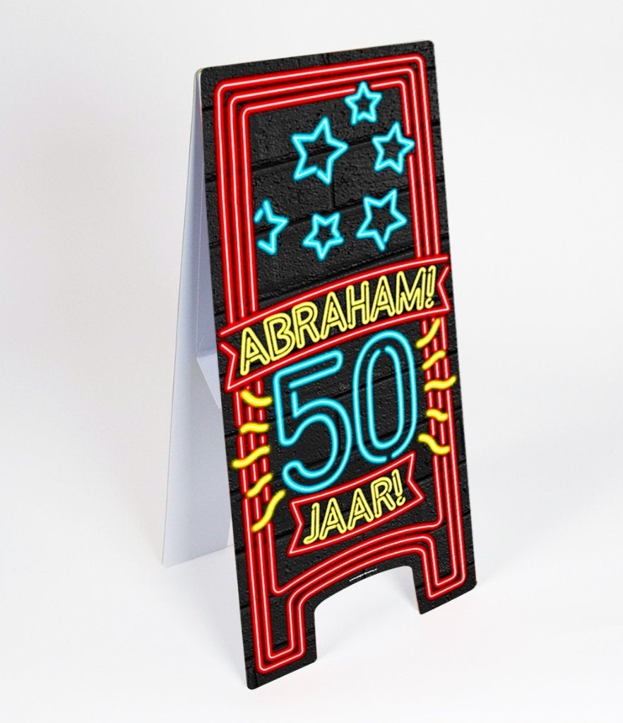 Waarschuwingsbord neon - abraham, Info@all4funbaarlo.nl, A, Nieuw, Abraham of Sarah