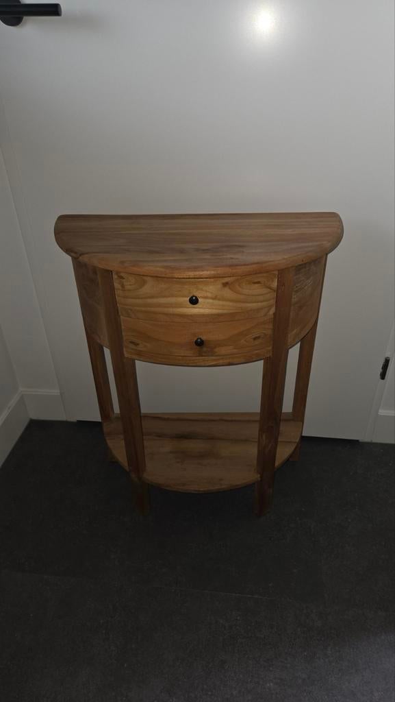Teak hoektafel / sidetable met lades - 60x30x75 cm, Ophalen, Gebruikt