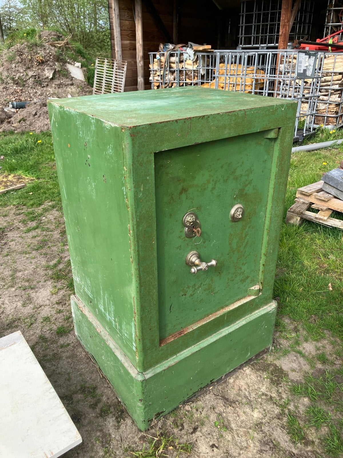 Antieke Brandkast/Kluis - Groen, met Sleutel, Ophalen, Gebruikt, Brandkast