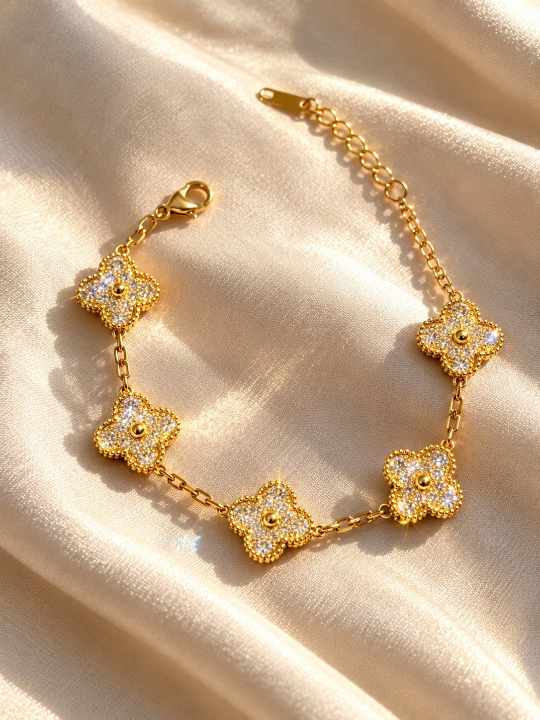 Van cleef & arpels golden bracelet, Met kristal, Staal, Ophalen of Verzenden, Zo goed als nieuw