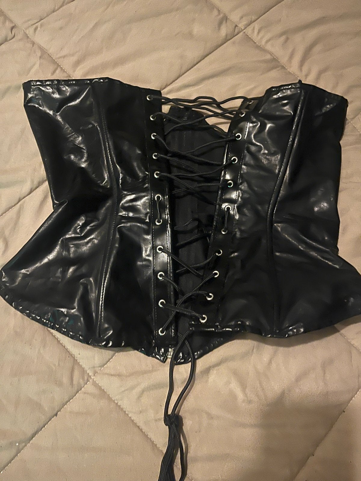 Zwart Faux Lederen Korset met Vetersluiting, Ophalen of Verzenden, Zwart, Body of Korset