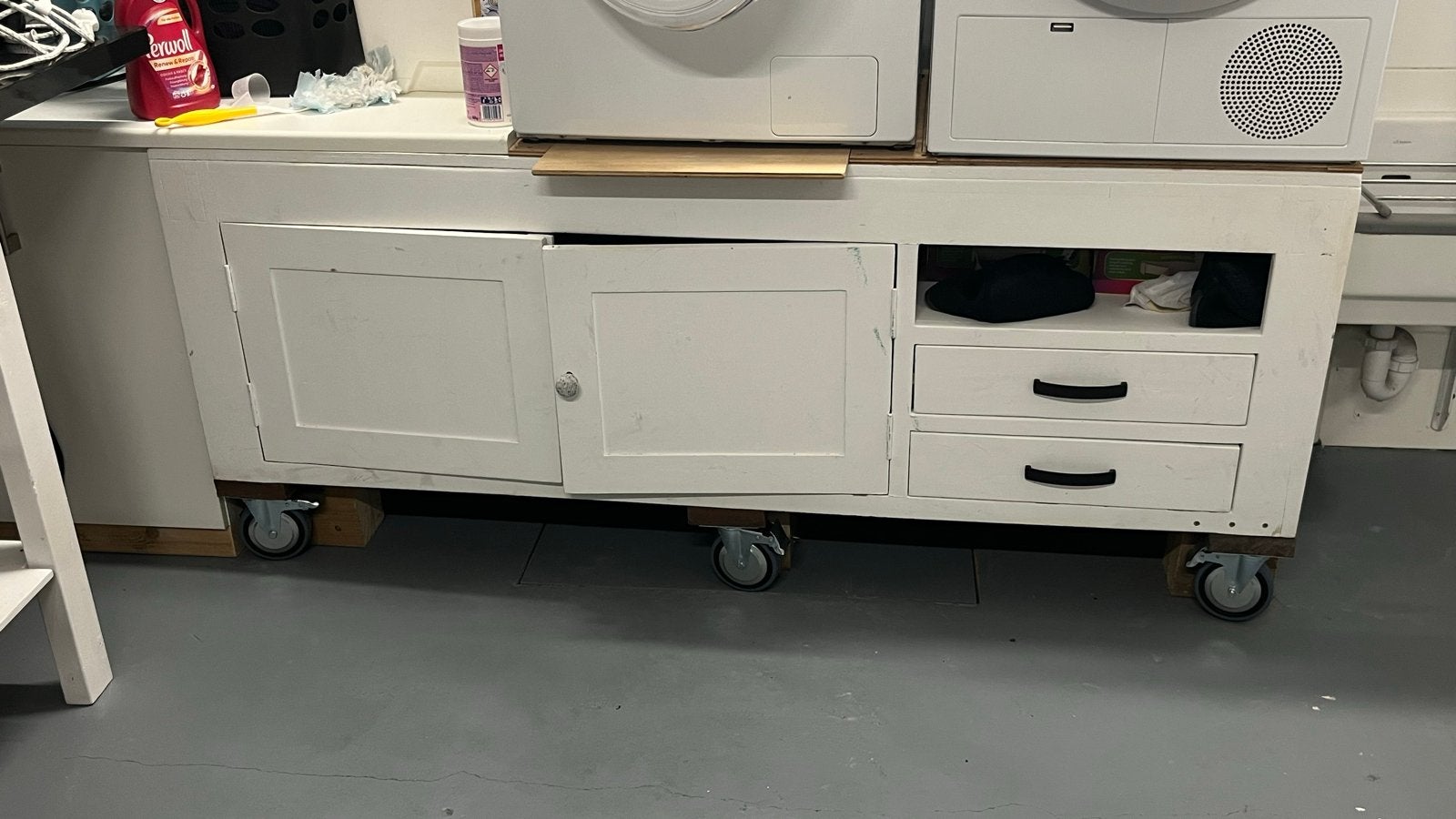Wasmachine/Droger Verhoger met Laden en Uittrekplank, Ophalen of Verzenden, Gebruikt