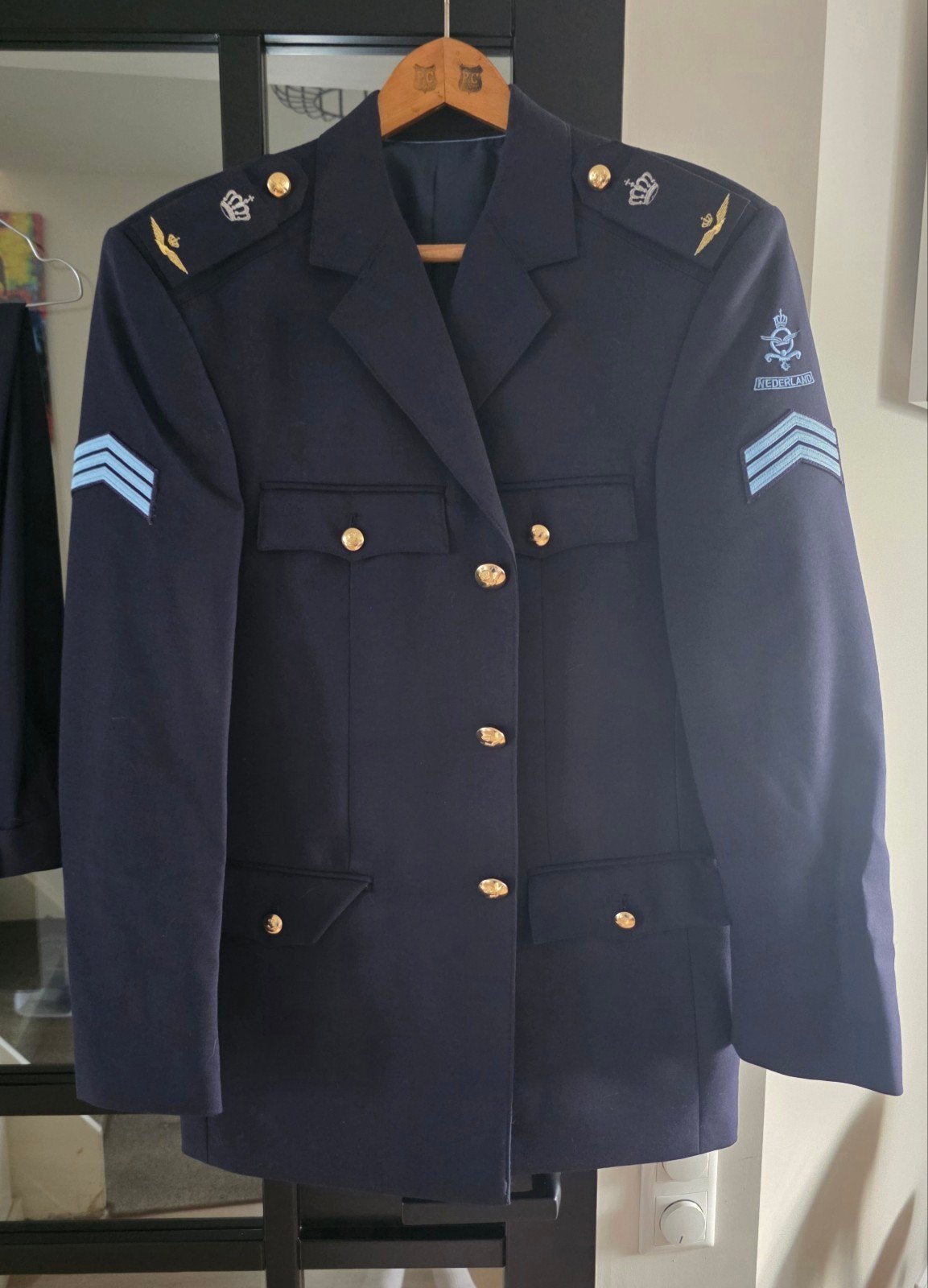 Luchtmacht DT Uniform (jas, broek, pet), Ophalen of Verzenden, Luchtmacht, Nederland, Kleding of Schoenen