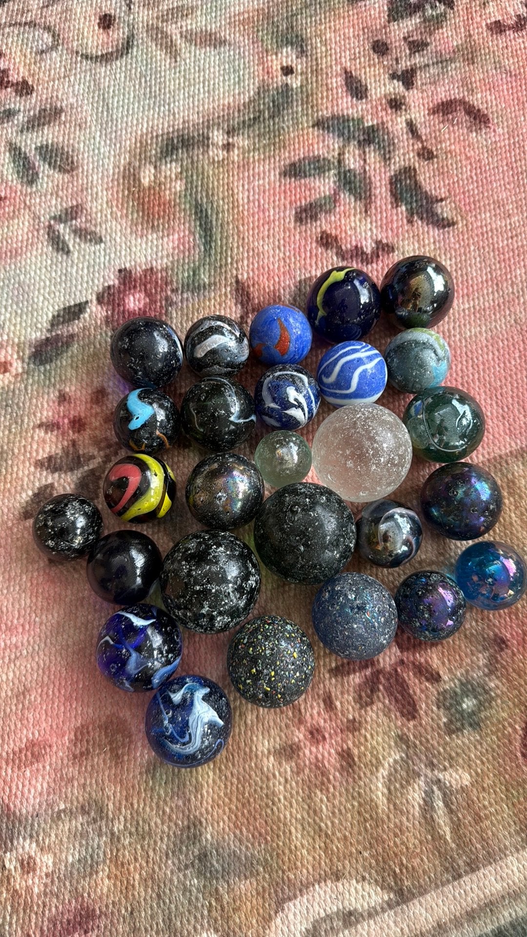 Knikkers, mix, 27 stuks, diameter 3/6 cm, Ophalen of Verzenden, Zo goed als nieuw
