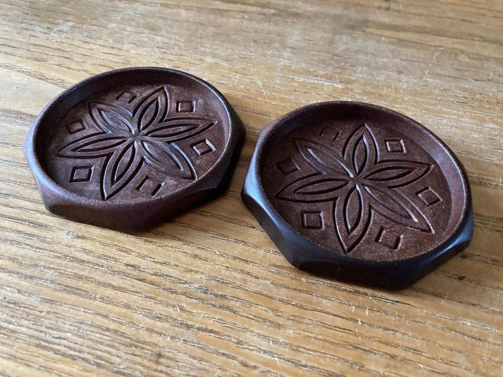2 stuks Emsa West-Germany onderzetters houtlook plastic zgan, Ophalen of Verzenden, Zo goed als nieuw