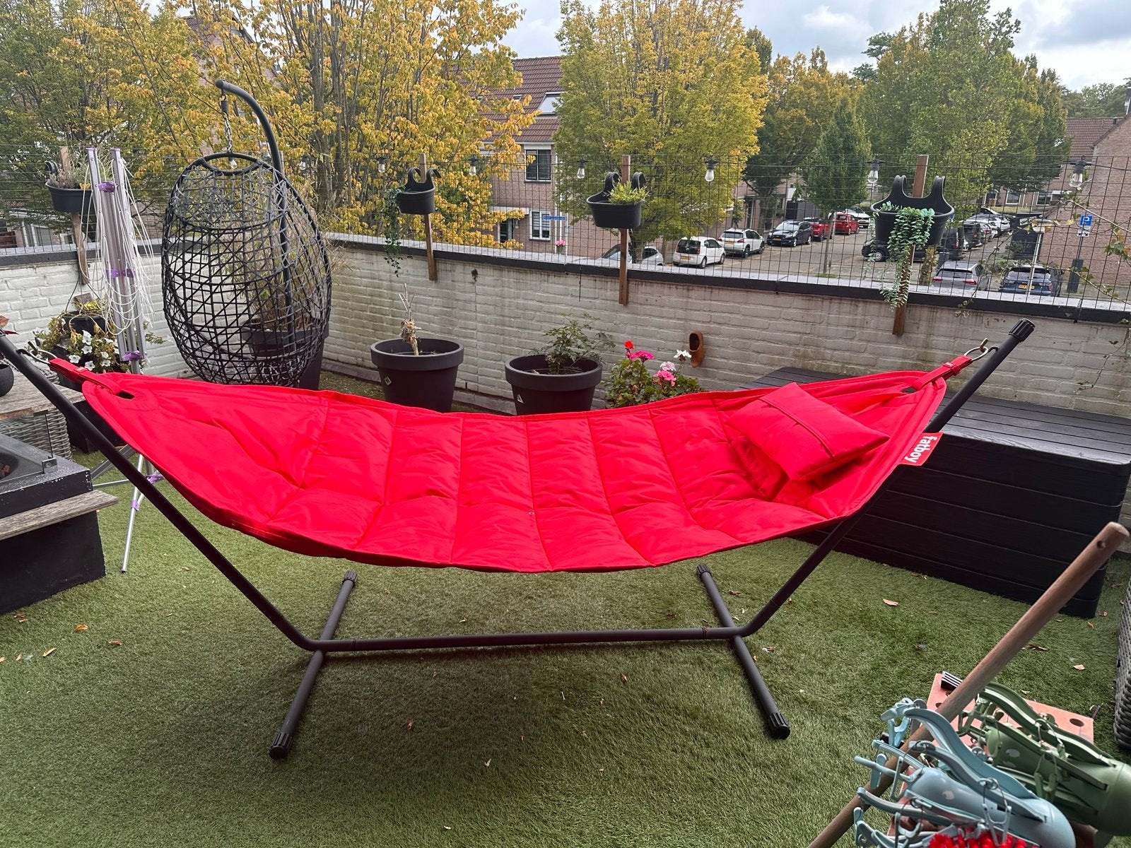 Fatboy Headdemock hangmat met standaard en hoes, Ophalen, Meerpersoons, Zo goed als nieuw, Met standaard