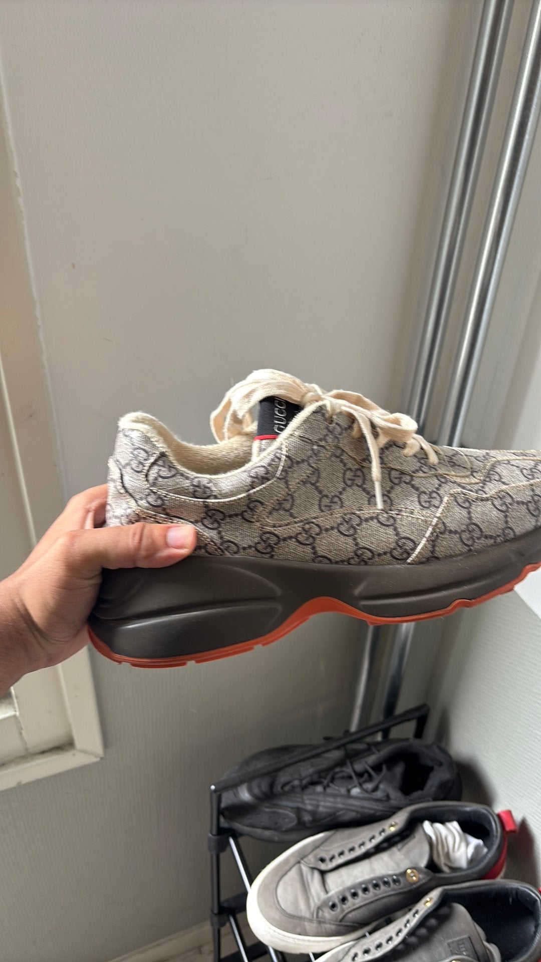 Guccie schoenen maat 43, Ophalen, Bruin, Sneakers of Gympen, Gedragen