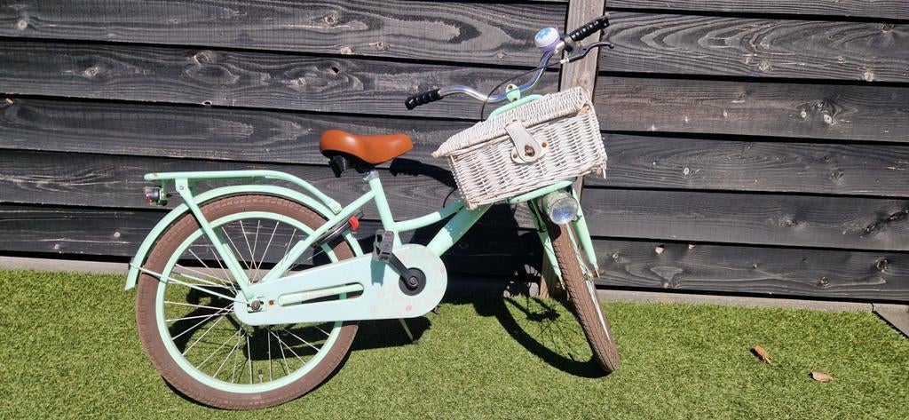 Kinderfiets Mintgroen met Mandje - 20 inch, Terugtraprem, Gebruikt, Onbekend, Ophalen of Verzenden