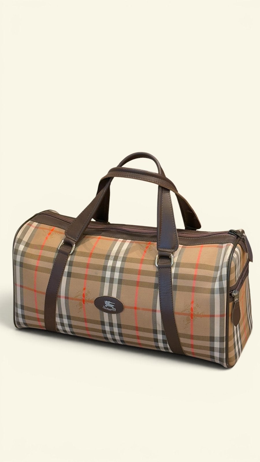 Vintage Burberrys Nova Check Boston Bag, Bruin, Verzenden, Minder dan 40 cm, Minder dan 35 cm