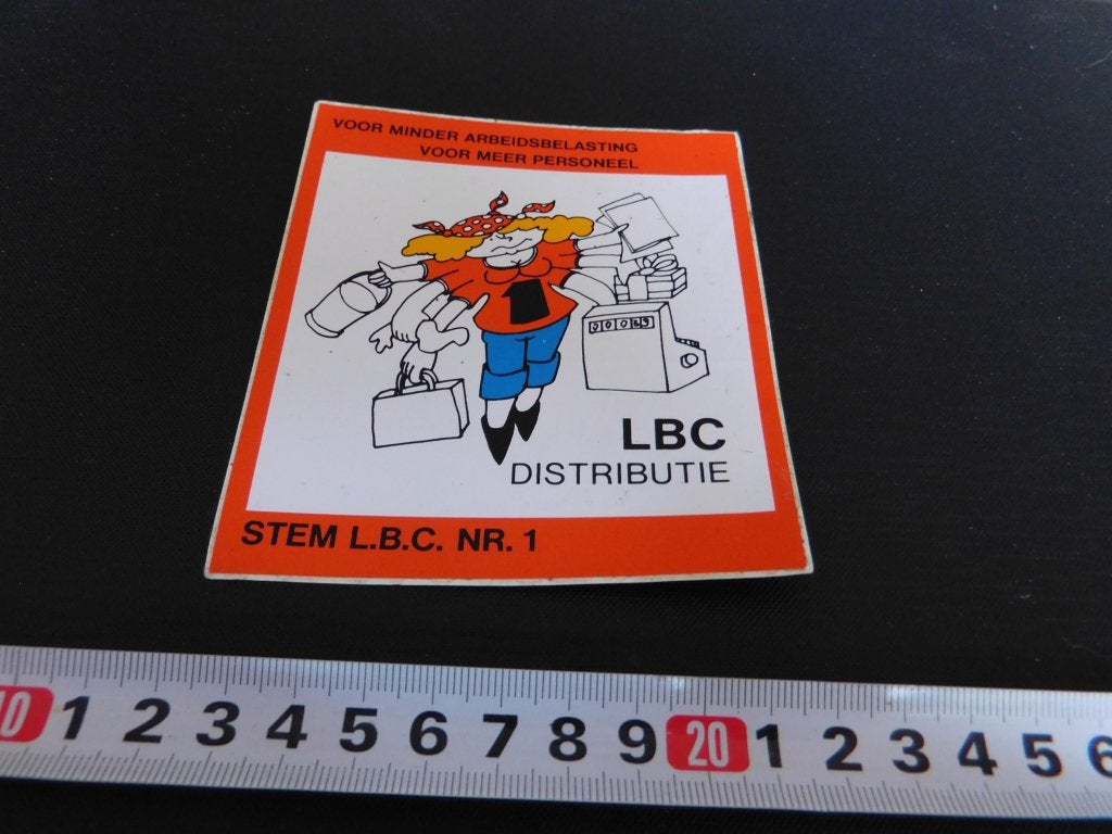 sticker LBC distributie  voor minder arbeidsbelasting, Ophalen, Zo goed als nieuw