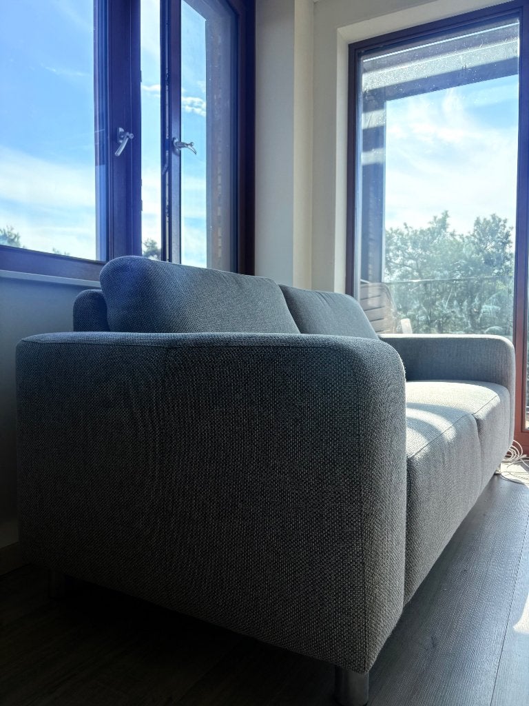 Nette 2-zits bank - Grijs, Ophalen, Gebruikt, Tweepersoons, 75 tot 100 cm