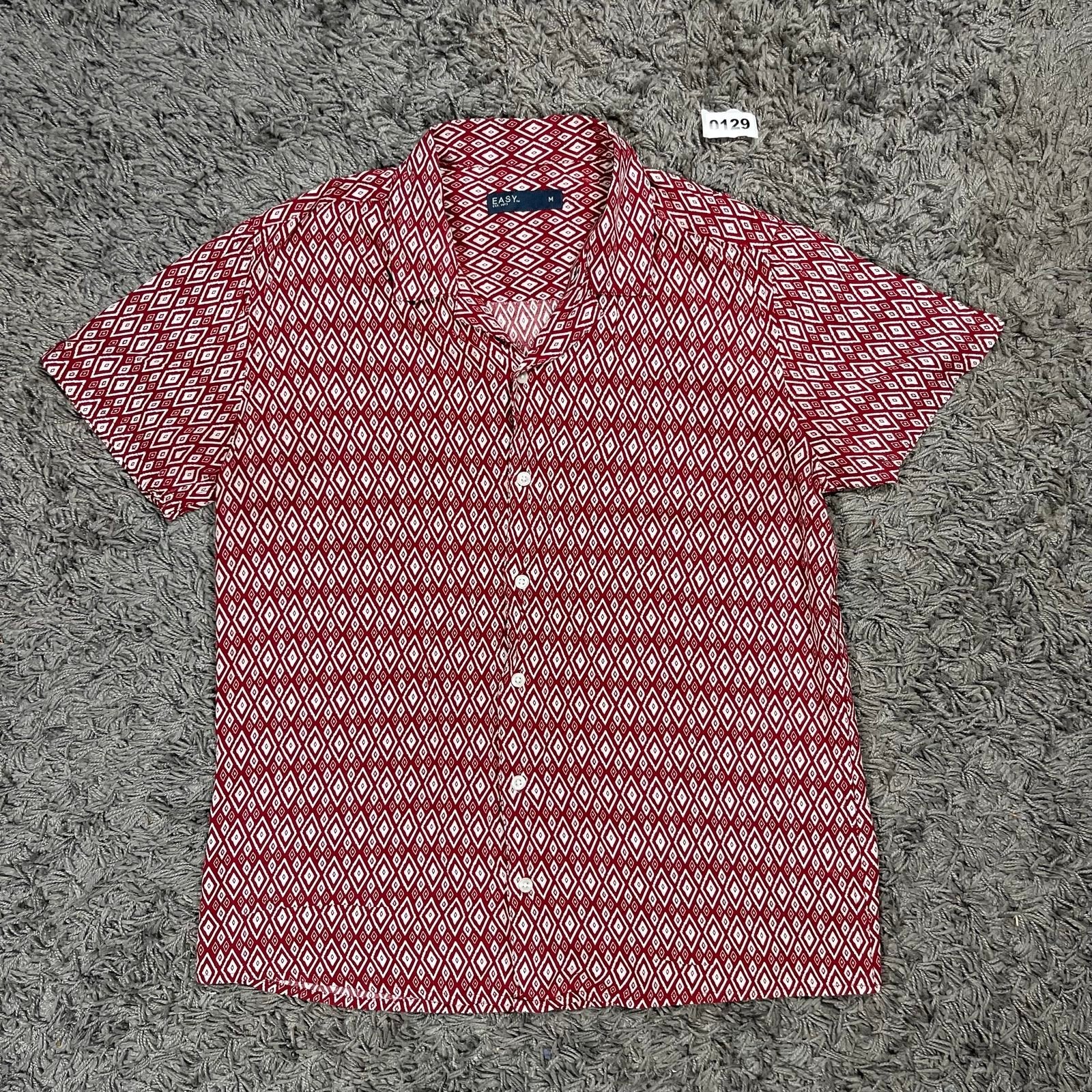 Easy Red &amp; White Short Sleeve Shirt Medium Diamond Patte, Ophalen of Verzenden, Zo goed als nieuw, Rood, Easy