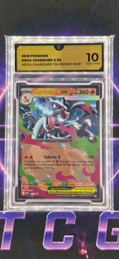 Pokémon Mega Charizard X & Y ex Promo Set - Global Grading, Hobby en Vrije tijd, Ophalen, Zo goed als nieuw, Losse kaart, Foil