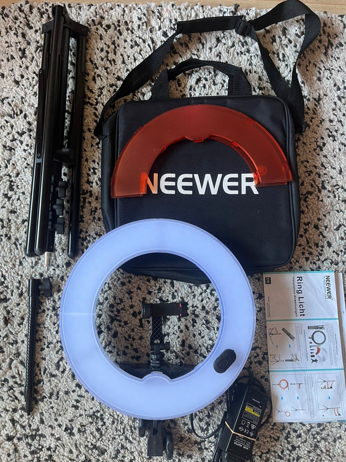 Neewer Professionele Dimbare Ringlamp met Statief, Overige merken, Belichting, Ophalen of Verzenden, Zo goed als nieuw