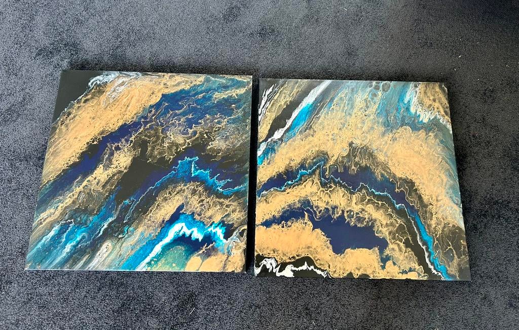 Hand geschilderd acrylic pouring, 50 tot 75 cm, Nieuw, Ophalen of Verzenden, Schilderij