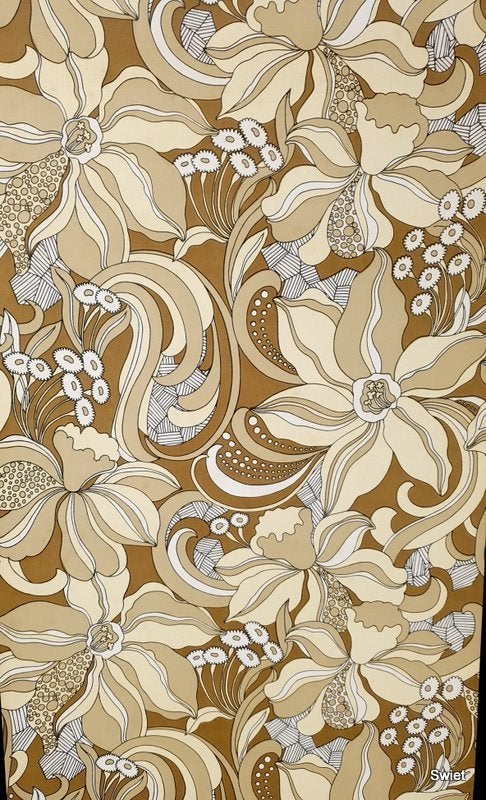 6030 Vintage bloemenbehang bruin retro stijl swiet, Huis en Inrichting, Stoffering | Behang, Beige, Verzenden