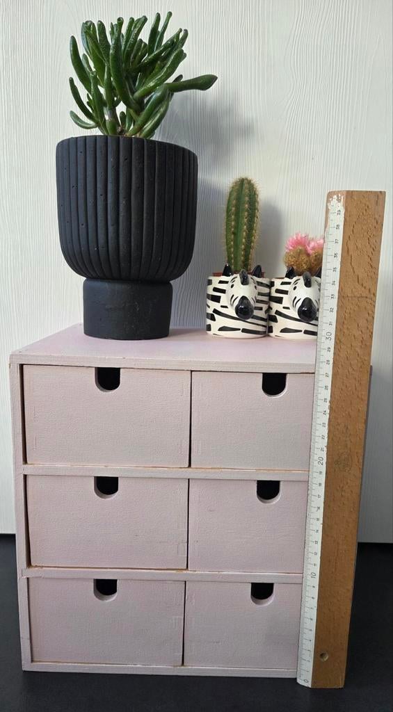 Ophangbare mini ladekast, hout lichtroze, Huis en Inrichting, Kasten | Ladekasten, Ophalen of Verzenden, 25 tot 50 cm, Minder dan 100 cm