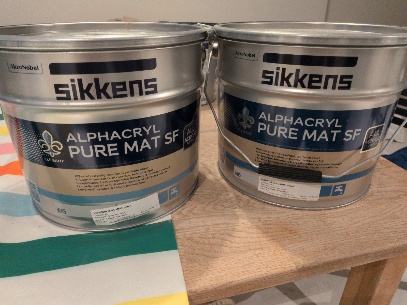 Sikkens Alphacryl Pure Mat SF Muurverf ral 9010 - 2 emmers, Ophalen, Wit, Nieuw, Verf