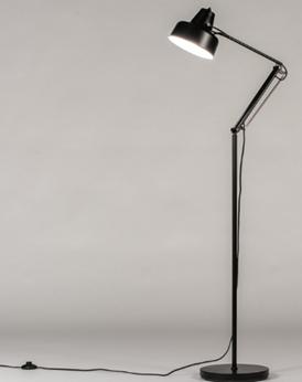 Retro Zwarte staande vloerlamp, Ophalen, Retro, industrieel, Zo goed als nieuw, Metaal