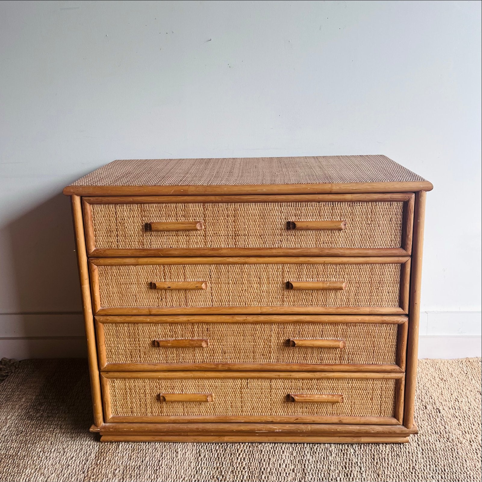 Vintage Rotan Bamboe Ladekast - Jaren '70 Stijl, Ophalen, Overige materialen, Gebruikt, Vintage