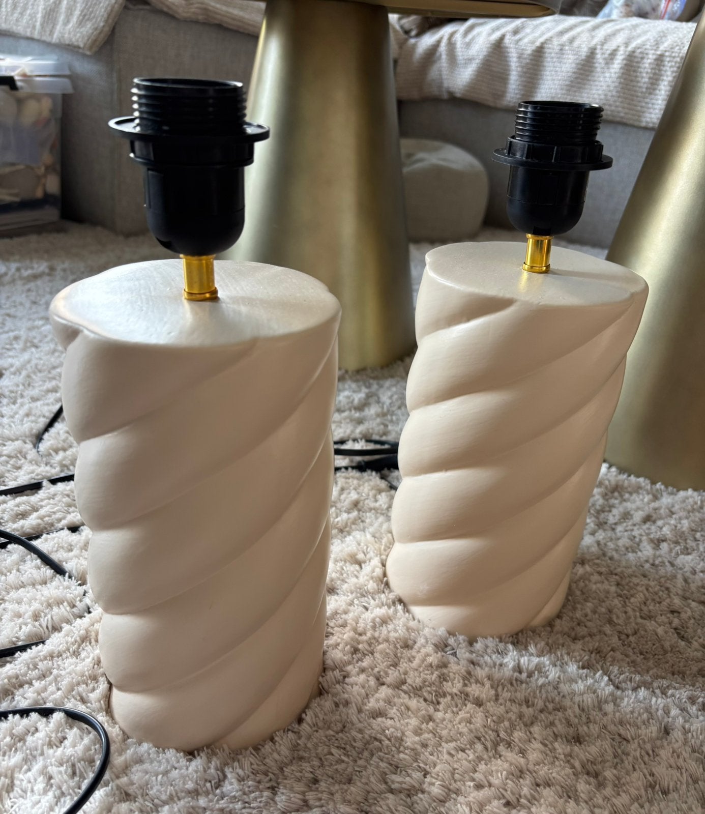 2 nieuwe beige lampenvoeten, Overige materialen, Overige typen, Met schakelaar, Nieuw