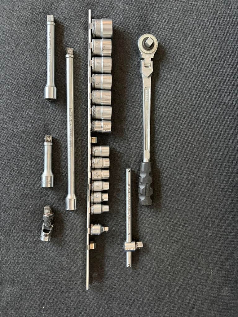 20-delige gedore doppenset 3/8, Doe-het-zelf en Verbouw, Gereedschap | Handgereedschap, Ophalen of Verzenden, Gebruikt