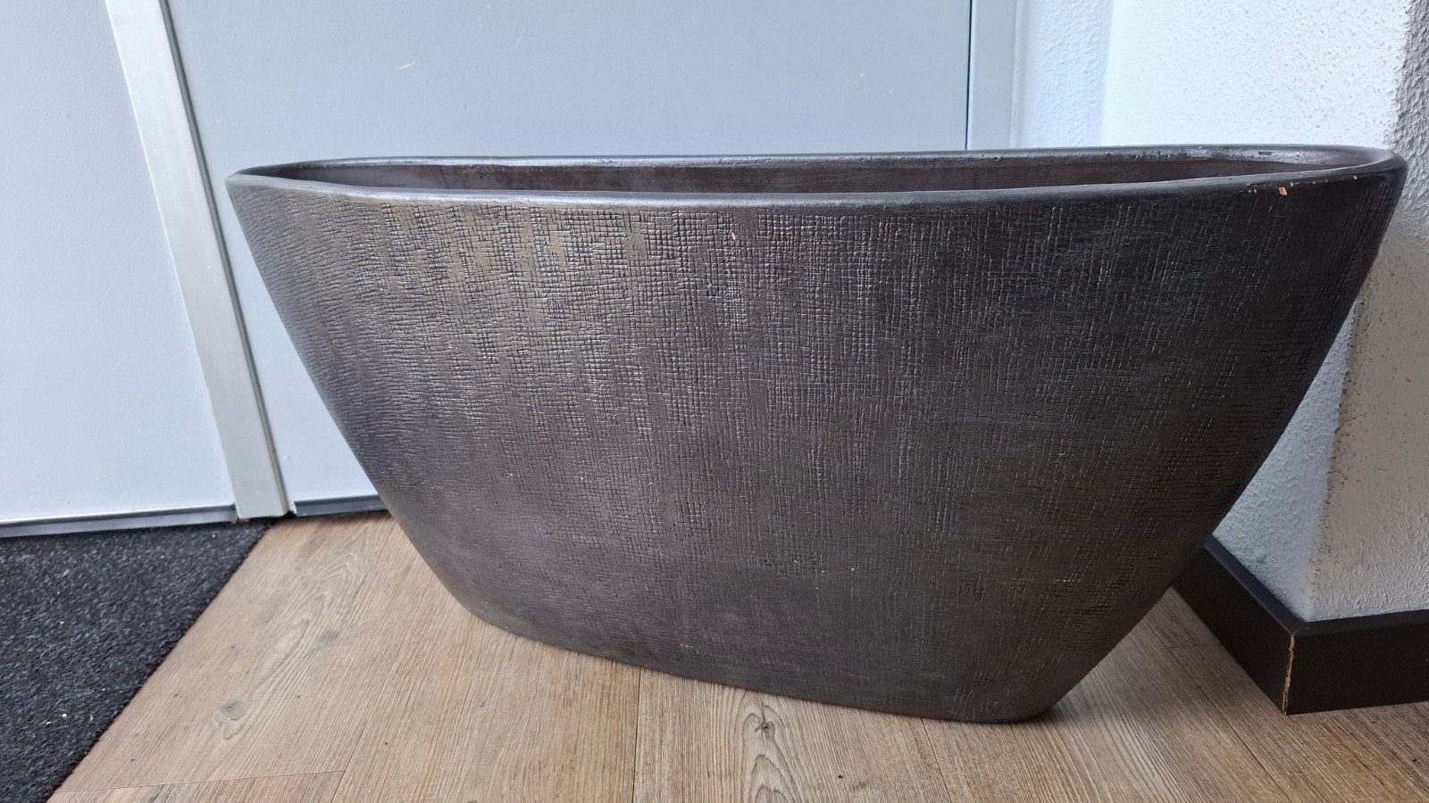 Grote ovale vaas - 35x73x16,5 cm, Ophalen, Gebruikt, Met patroon/structuur, Zwart