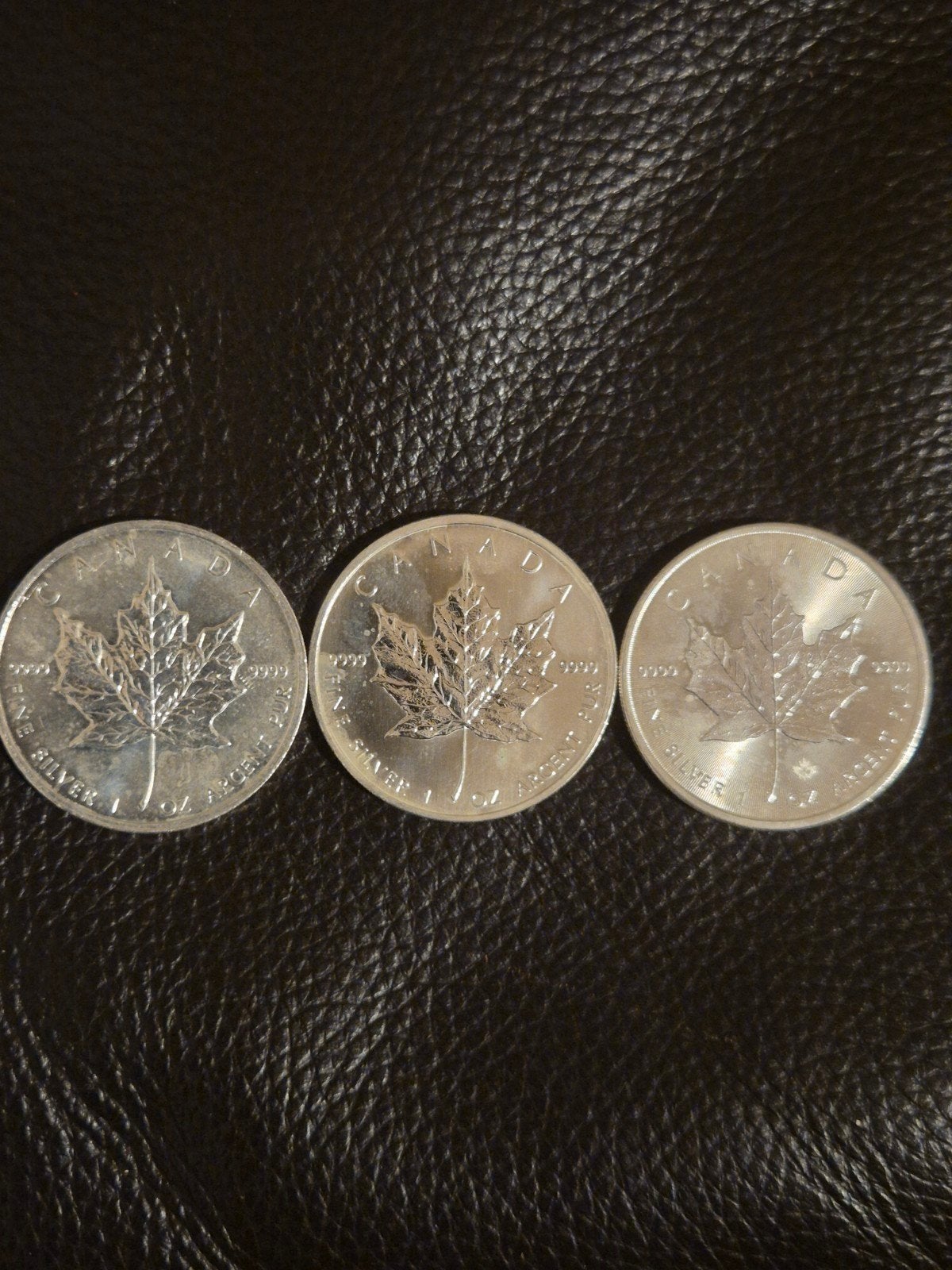 Set van 3  zilveren Maple Leaf munten 2007,2011,2016, Postzegels en Munten, Ophalen of Verzenden, Noord-Amerika, Setje, Zilver